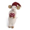 Souris blanche de Noël avec champignon - 12cm - Gry And Sif