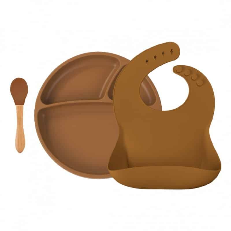 Set Repas Personnalisable Assiette Cuill Re Bavoir Caramel