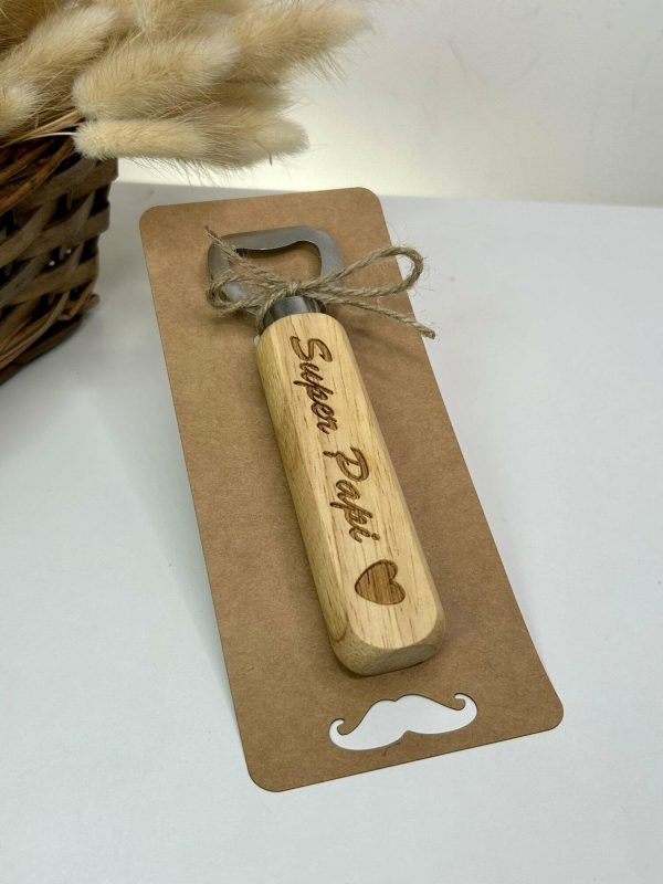 Ouvre-bouteille décapsuleur personnalisé en bois