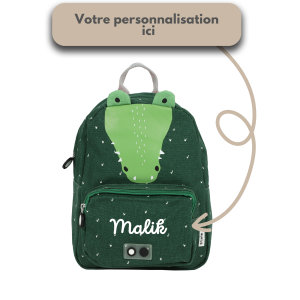 Sac à dos animal crocodile personnalisable prénom pour la rentrée école ou crèche