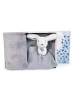 DOUDOU LAPIN AVEC PLAID GRIS