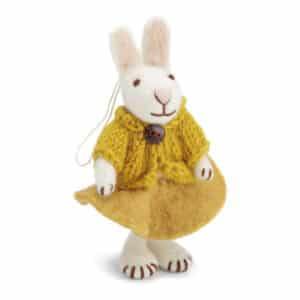 lapin en laine robe jaune