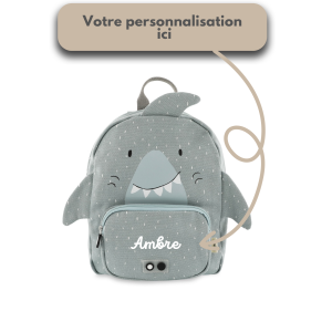 Sac à dos requin pour rentrée école ou crèche personnalisable prénom