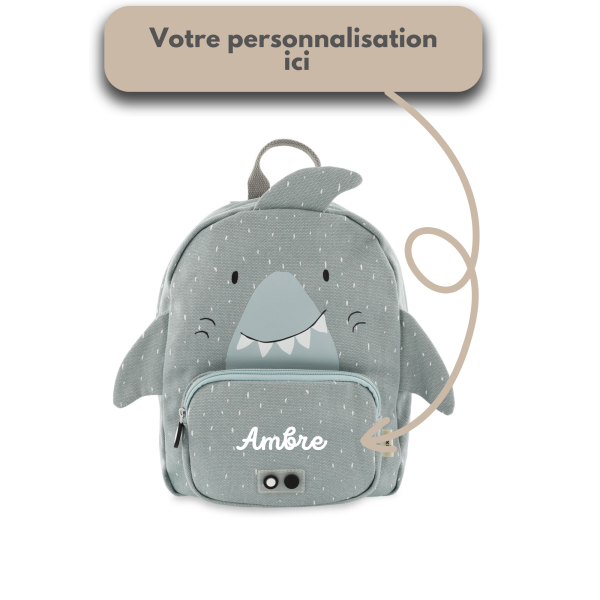 Sac à dos requin pour rentrée école ou crèche personnalisable prénom