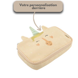Trousse rectangle licorne à personnalisée pour la rentrée école