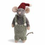 Figurine de noel souris grise en laine10221