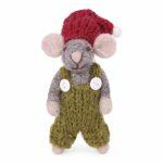 Figurine noel-souris-grise-garçon-10cm-en-laine-Gry13724