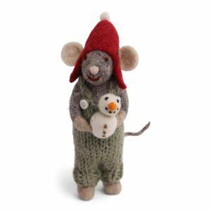 Figurine de noel-souris-avec-bonhomme-de-neige-12cm-gry-and-sif