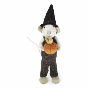 Halloween souris blanche avec citrouille 27cm gry and sif