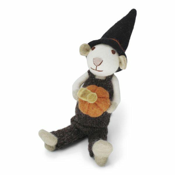 Halloween souris blanche avec citrouille 27cm gry and sif