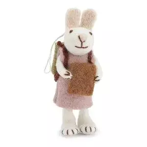 lapin écolière en laine 14cm gry and sif