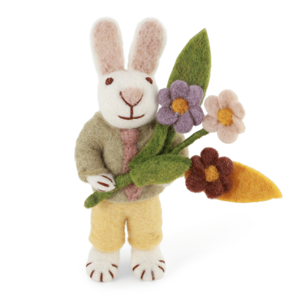 lapin- pure-laine-bouquet -fleur