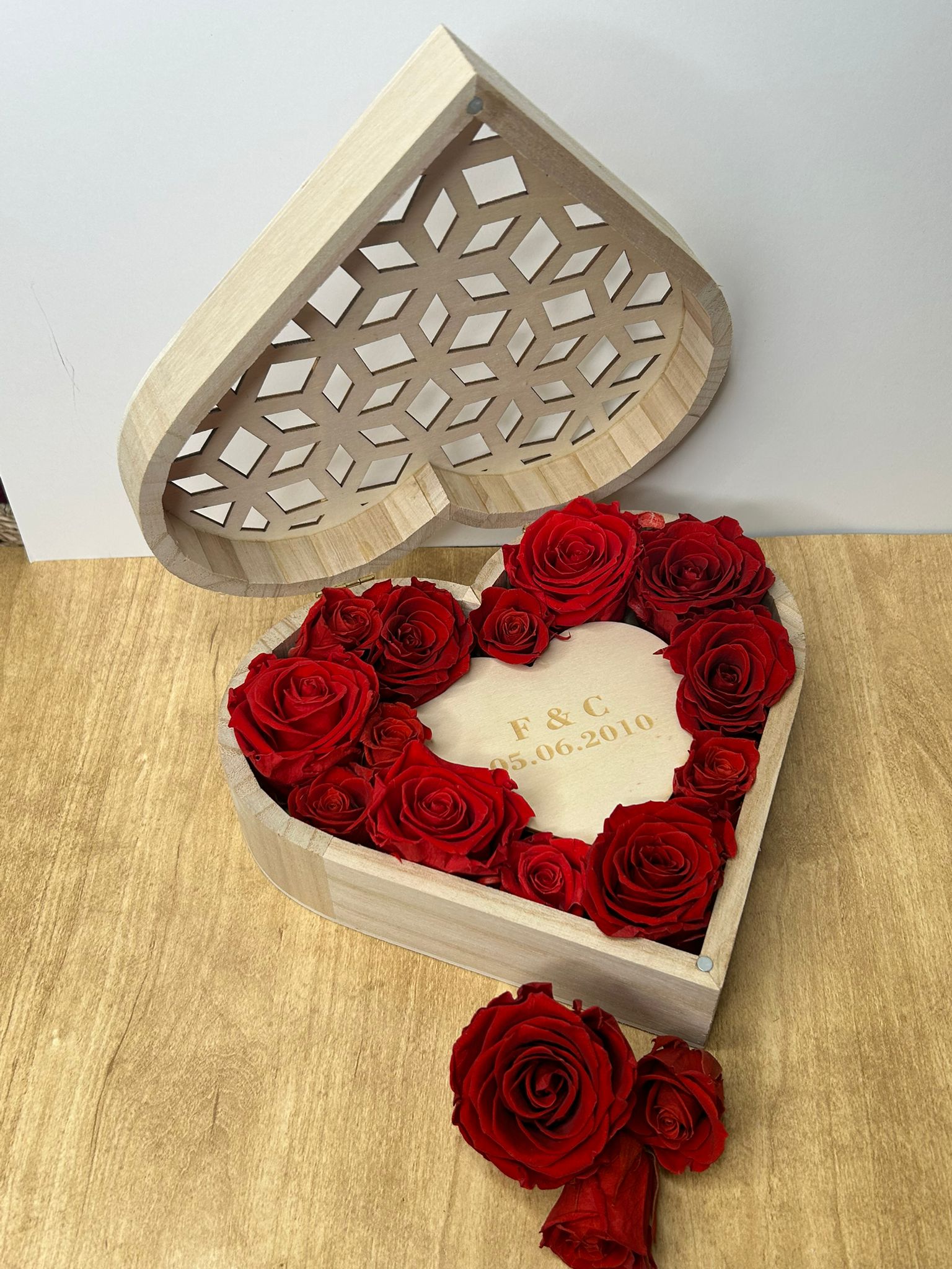 Boite en bois à personnaliser coeur