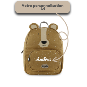 Sac à dos Trixie motif ours brodé prénom