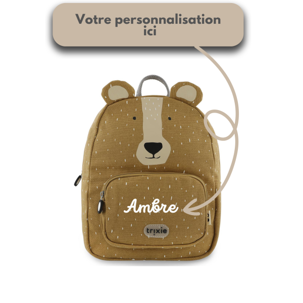 Sac à dos Trixie motif ours brodé prénom