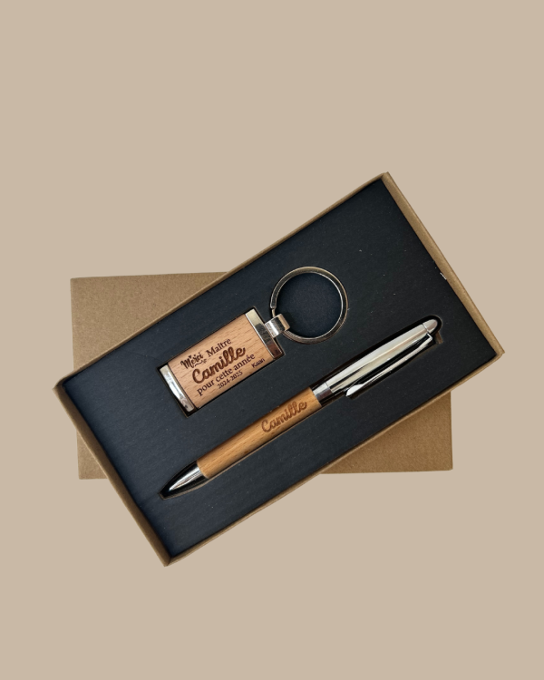 Set porte clé et stylo personnalisé
