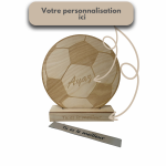 Socle trophée ballon en bois à personnaliser
