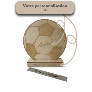 Socle trophée ballon en bois à personnaliser