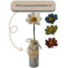 Vase avec fleurs coloris différents, cœur à personnalisé à graver