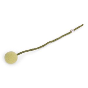 Fleur boule sur tige vert citron – en laine – Gry and Sif
