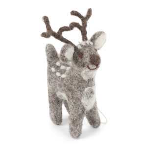 Petit Renne gris en laine – 11 cm – Gry & Sif