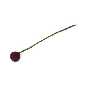Fleur boule sur tige violet – en laine – Gry & Sif