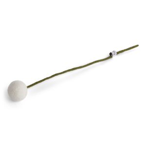 Fleur boule sur tige blanche – en laine – Gry and Sif