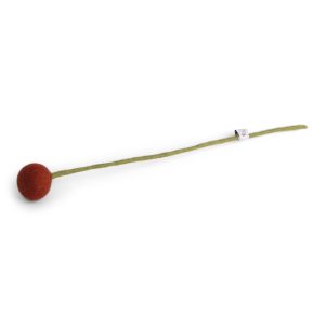 Fleur boule sur tige orange marron – en laine – Gry and Sif