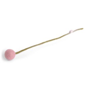 Fleur boule sur tige rose poudré – en laine – Gry and Sif