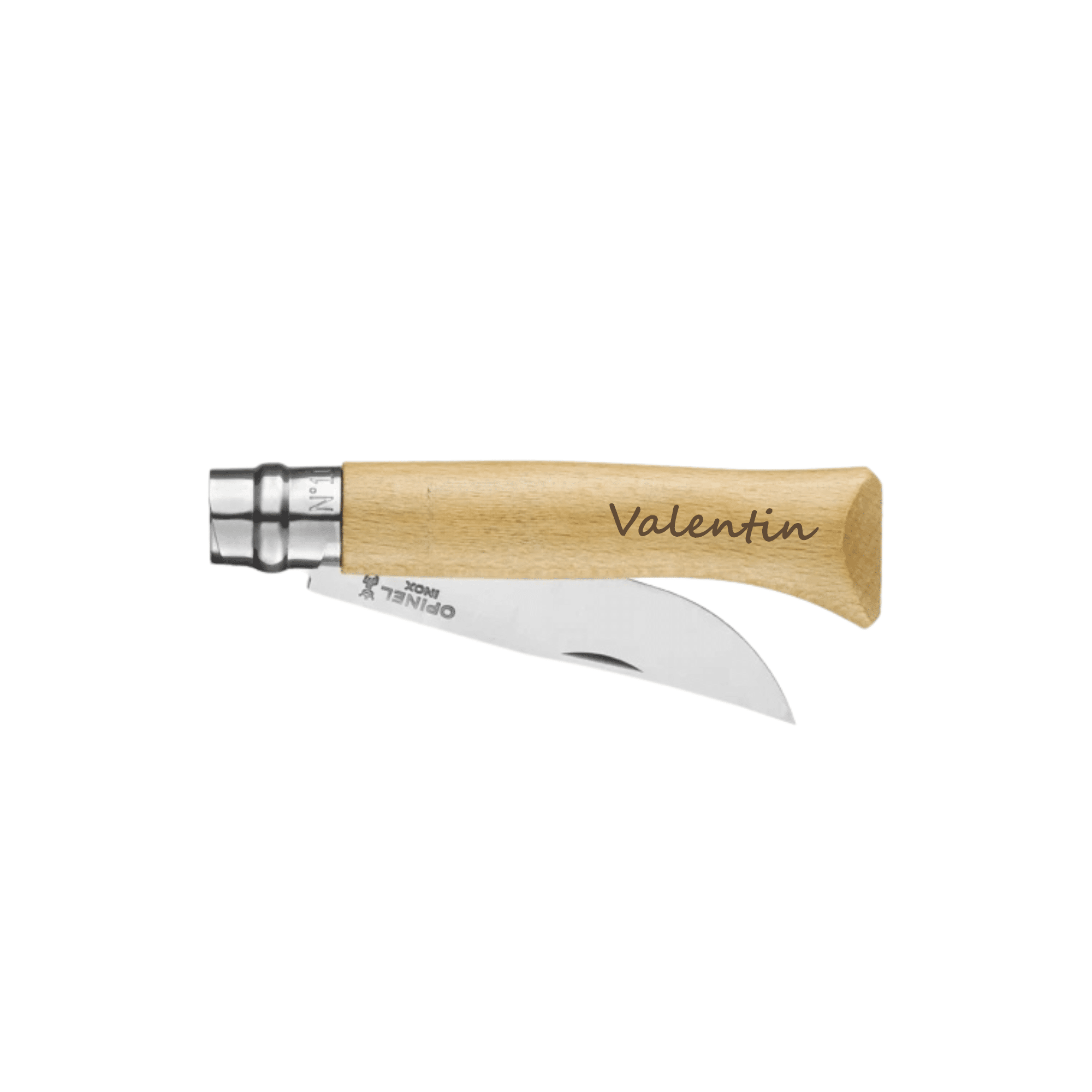 Couteau OPINEL fermé gravé Gravure prénom sur couteau OPINEL N°10