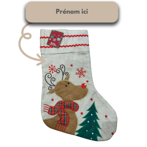 Chaussette renne à personnaliser pour Noël
