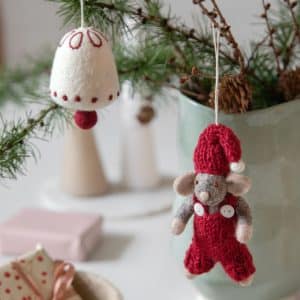 Décorations de Noël souris salopette rouge Gry and Sif