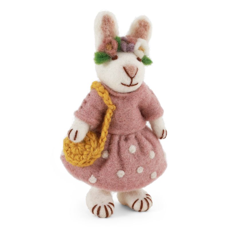 20816 Lapine Gry and Sif en laine, avec robe et couronne fleurie
