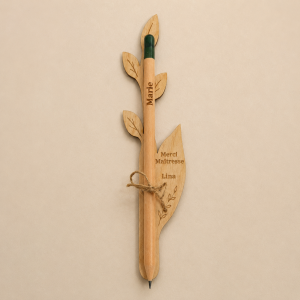 Crayon à planter personnalisé en bois avec graines de fleurs et marque-page gravé pour maîtresse